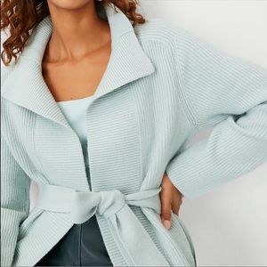 NEW ANN TAYLOR Belted Ribbed long cardigan XXS